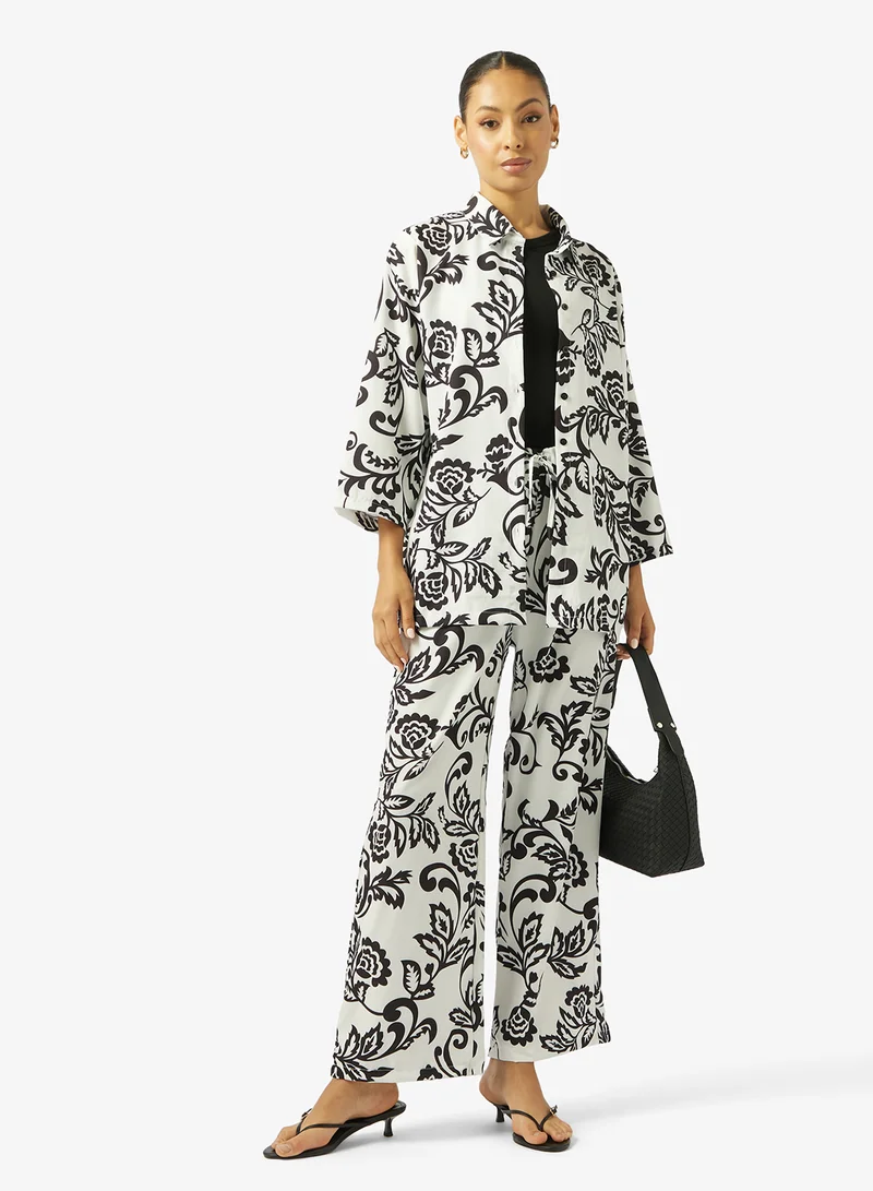 Ginger  Monochrome Relaxed Fit Top & Pant Coord Set for Women | Best Price UAE